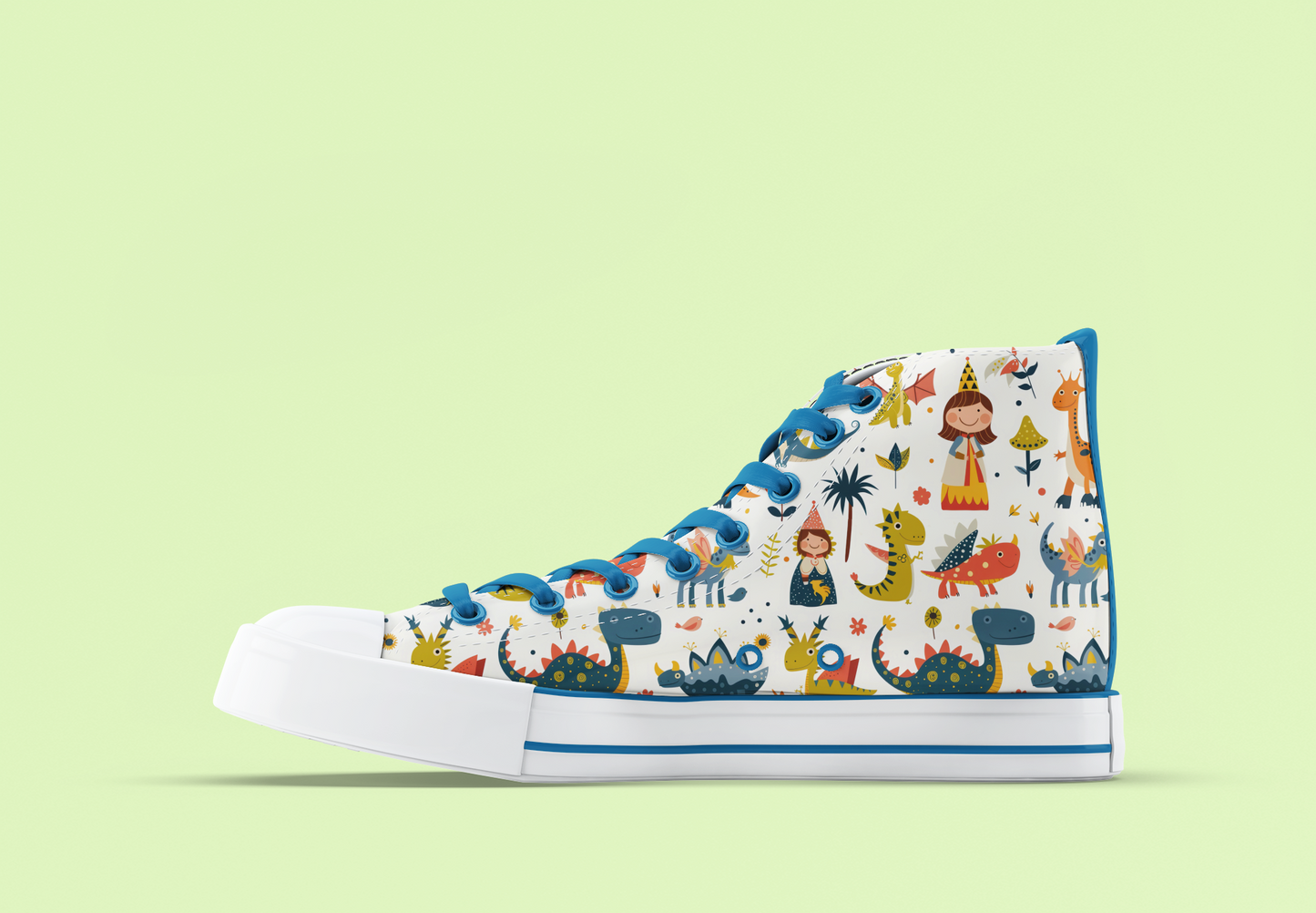 Converse shoes With playful Dino and withches