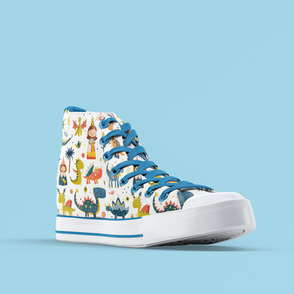 Converse shoes With playful Dino and withches