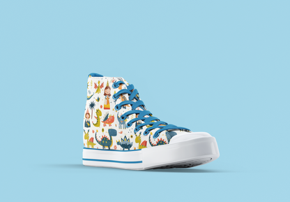 Converse shoes With playful Dino and withches